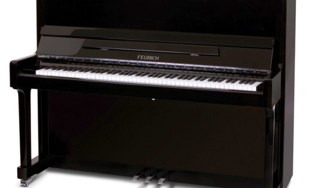 Piano For Sale – Feurich 122 Universal, Black and Chrome Upright Piano