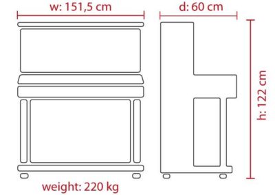 Feurich 122 Universal Piano Dimensions